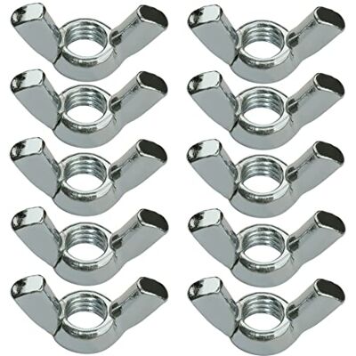 Aerzetix Set di 10 Dadi con alette/orecchie M10 dado a farfalla metrica femmina in acciaio zincato colore argento Aerzetix Set di 10 Dadi con alette/orecchie M10 dado a farfalla metrica femmina in acciaio zincato colore argento