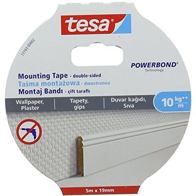 Tesa 77743-00002-00 SMS Nastro biadesivo permanente per superfici strutturate, bianco, 5 m x 19 mm Tesa 77743-00002-00 SMS Nastro biadesivo permanente per superfici strutturate, bianco, 5 m x 19 mm
