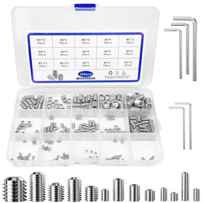 Ravytha Viti Acciaio Inossidabile 304, M3 M6 Viti Chiave Esagonale Ampiamente Porta, Set Senza Testa Brugola per Porte Interne Maniglie, Kit Grani Filettati Testa Esagonali Acciaio Inox Ravytha Viti Acciaio Inossidabile 304, M3 M6 Viti Chiave Esagonale Ampiamente Porta, Set Senza Testa Brugola per Porte Interne Maniglie, Kit Grani Filettati Testa Esagonali Acciaio Inox