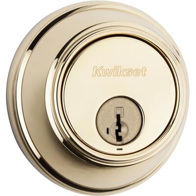 Kwikset 817, Serratura a chiavistello, in ottone lucido, con chiave esterna, porta d'ingresso anteriore, resistente allo scassinamento, serratura a cilindro singolo, con protezione Microban Kwikset 817, Serratura a chiavistello, in ottone lucido, con chiave esterna, porta d'ingresso anteriore, resistente allo scassinamento, serratura a cilindro singolo, con protezione Microban