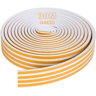 AiQInu Guarnizione Finestra, Guarnizione Porta Autoadesiva, 1 Rotoli 9mm x6mmx 30m Protezione Dal Freddo Isolamento Termico E Acustico AiQInu Guarnizione Finestra, Guarnizione Porta Autoadesiva, 1 Rotoli 9mm x6mmx 30m Protezione Dal Freddo Isolamento Termico E Acustico