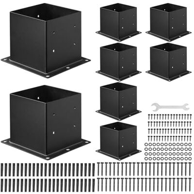 VEVOR Base per Pali 96 x 96 mm Dimensioni Interne 92 x 92 mm Staffe per Pali in Acciaio al Carbonio ad Alta Resistenza, per Ringhiera di Gazebo, Piastra di Base per Ponte, Confezione da 8, Nero VEVOR Base per Pali 96 x 96 mm Dimensioni Interne 92 x 92 mm Staffe per Pali in Acciaio al Carbonio ad Alta Resistenza, per Ringhiera di Gazebo, Piastra di Base per Ponte, Confezione da 8, Nero