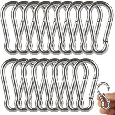 ASelected Gancio di chiusura in acciaio inox 304 resistente, calibro M6, girevole a molla, clip a molla per escursioni all'aperto (16 pezzi), Argento, 60x6MM ASelected Gancio di chiusura in acciaio inox 304 resistente, calibro M6, girevole a molla, clip a molla per escursioni all'aperto (16 pezzi), Argento, 60x6MM