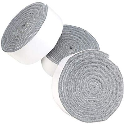 Adsamm ® / 3 x rotoli di feltro autoadesivo/Grigio / 24x1000 mm/Nastro/feltro adesivo da 3.5 mm di spessore in nastro/pad protettivi per arredi Adsamm ® / 3 x rotoli di feltro autoadesivo/Grigio / 24x1000 mm/Nastro/feltro adesivo da 3.5 mm di spessore in nastro/pad protettivi per arredi
