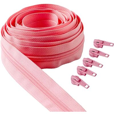 IPEA Cerniera Lampo Catena Continua Rosa lunga 5 Metri + 15 Cursori in Metallo – Made in Italy – Catena misura #5 – Cerniere in Nylon – Zip – Tagliabile per Cucito al Metro – Larga 30 mm IPEA Cerniera Lampo Catena Continua Rosa lunga 5 Metri + 15 Cursori in Metallo – Made in Italy – Catena misura #5 – Cerniere in Nylon – Zip – Tagliabile per Cucito al Metro – Larga 30 mm