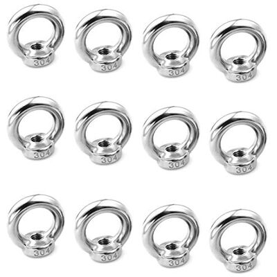 MA Dado ad occhio di sollevamento M5 12pcs Dado ad anello femmina in acciaio inox dado filettato femmina a for di anello hardware per raccordo corda, accessori di sollevamento, argento MA Dado ad occhio di sollevamento M5 12pcs Dado ad anello femmina in acciaio inox dado filettato femmina a for di anello hardware per raccordo corda, accessori di sollevamento, argento