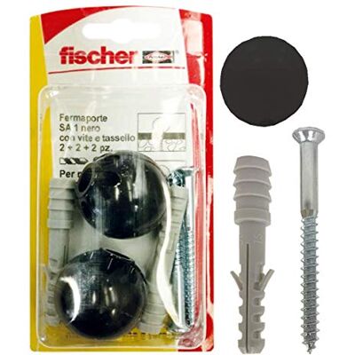 Fischer Ferma Porta Nero 1N K, kit con due blocca porta da pavimento, Fischer Ferma Porta Nero 1N K, kit con due blocca porta da pavimento,