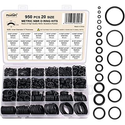 Plusmart Kit anelli di tenuta, kit assortimento di anelli in gomma da 950 pezzi, set di guarnizioni rondella 20 misure per lavatrice a pressione, riparazione guarnizioni idrauliche, accessori Plusmart Kit anelli di tenuta, kit assortimento di anelli in gomma da 950 pezzi, set di guarnizioni rondella 20 misure per lavatrice a pressione, riparazione guarnizioni idrauliche, accessori