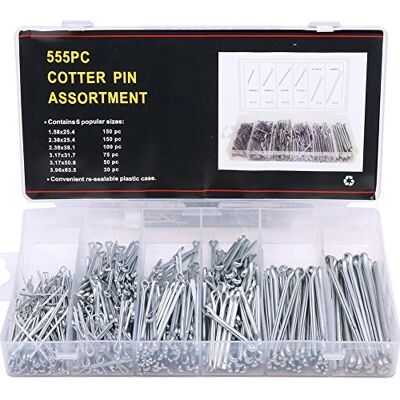 Glarks Kit di Assortimento di Perni Spaccati Zinco Placato Pesante 555 Pezzi Glarks Kit di Assortimento di Perni Spaccati Zinco Placato Pesante 555 Pezzi