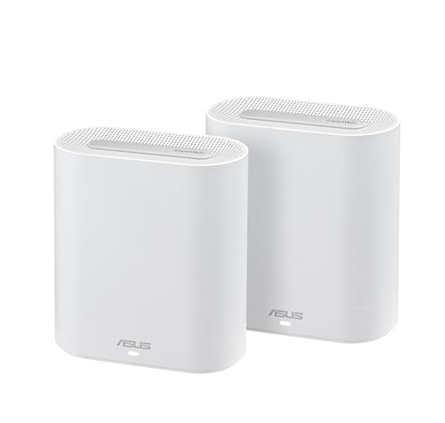 Asus ExpertWiFi EBM68 Sistema Tri-Band WIFI 6 Mesh, Business, Supporta fino a 5 SSIDs, Guest Portal, 2.5 Gbps, Sicurezza Network Enterprise, ExpertWiFi app, Bianco, confezione da 2 pezzi