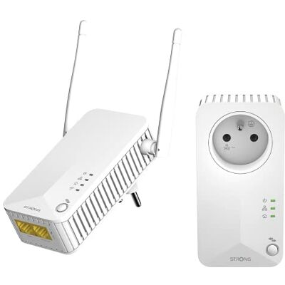 Strong AV600Mbps Kit Powerline con Pass-Through, Presa Integrata, Ripetitore Powerline Ethernet HomePlug AV2, Plug & Play, Compatibile con Router, Modalità Risparmio Energetico, Crema Strong AV600Mbps Kit Powerline con Pass-Through, Presa Integrata, Ripetitore Powerline Ethernet HomePlug AV2, Plug & Play, Compatibile con Router, Modalità Risparmio Energetico, Crema
