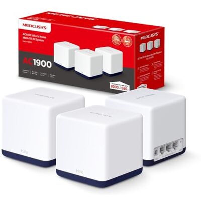 MERCUSYS Halo H1900G Sistema Mesh Wi-Fi AC1900Mbps, 3 Porte Gigabit, 3pz Dual-Band, Parental Control, Copertura Fino a 550m2, 6 Stream, Router/AP, Case Ampie, Streaming e Gaming, WPA2-PSK MERCUSYS Halo H1900G Sistema Mesh Wi-Fi AC1900Mbps, 3 Porte Gigabit, 3pz Dual-Band, Parental Control, Copertura Fino a 550m2, 6 Stream, Router/AP, Case Ampie, Streaming e Gaming, WPA2-PSK