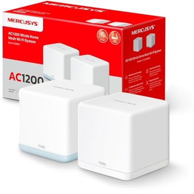 MERCUSYS Halo H1200G Sistema Mesh Wi-Fi AC1200Mbps, MU-MIMO, 2pz Copertura Fino a 260m², Porte Ethernet Gigabit, Beamforming, Router/Access Point, Fino a 100 Dispositivi, per Streaming HD MERCUSYS Halo H1200G Sistema Mesh Wi-Fi AC1200Mbps, MU-MIMO, 2pz Copertura Fino a 260m², Porte Ethernet Gigabit, Beamforming, Router/Access Point, Fino a 100 Dispositivi, per Streaming HD