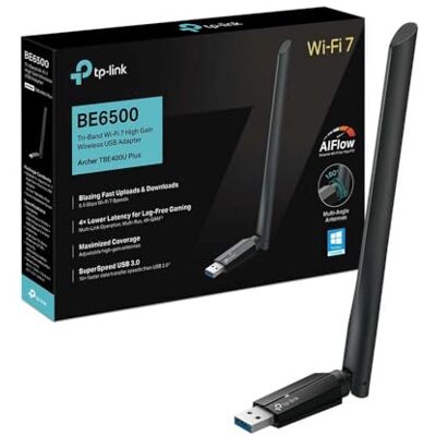 TP-Link Archer TBE400U Plus Chiavetta WiFi 7 BE6500, Alto Guadagno, Wireless Tri-Band, Adattatore USB PC, MLO Low Latency, USB 3.0, Beamforming, WPA3, Windows 11/10 (64-bit) TP-Link Archer TBE400U Plus Chiavetta WiFi 7 BE6500, Alto Guadagno, Wireless Tri-Band, Adattatore USB PC, MLO Low Latency, USB 3.0, Beamforming, WPA3, Windows 11/10 (64-bit)