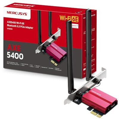 MERCUSYS TP-Link MA86XE V2 PCIe Adapter AXE5400Mbps Wi-Fi 6E Bluetooth 5.3, Intel Wi-Fi 6E Chipset, WPA3, MU-MIMO, OFDMA, WiFi Card PC Fixed, Tri-Band Speed, Supports Windows 10, 11 MERCUSYS TP-Link MA86XE V2 PCIe Adapter AXE5400Mbps Wi-Fi 6E Bluetooth 5.3, Intel Wi-Fi 6E Chipset, WPA3, MU-MIMO, OFDMA, WiFi Card PC Fixed, Tri-Band Speed, Supports Windows 10, 11