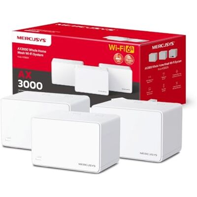MERCUSYS Halo H3000X Sistema Mesh Wi-Fi 6 AX3000Mbps, 3 Porte Gigabit, 3pz VPN, Copertura Fino a 650m2", Controllo Parent, Oltre 150 Dispositivi, HE160, OFDMA, MU-MIMO, WPA3, Router, Access Point MERCUSYS Halo H3000X Sistema Mesh Wi-Fi 6 AX3000Mbps, 3 Porte Gigabit, 3pz VPN, Copertura Fino a 650m2", Controllo Parent, Oltre 150 Dispositivi, HE160, OFDMA, MU-MIMO, WPA3, Router, Access Point