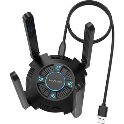 WAVLINK Adattatore WiFi 6E Potente AX5400, Scheda di Rete Wireless con 2,4/5/6GHz, Driver Integrato, 4 Antenne da 5dBi, Windows 11/10 WAVLINK Adattatore WiFi 6E Potente AX5400, Scheda di Rete Wireless con 2,4/5/6GHz, Driver Integrato, 4 Antenne da 5dBi, Windows 11/10