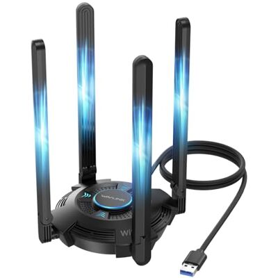 WAVLINK WiFi 7 USB WiFi Dongle per PC, Adattatore USB WiFi Tri-Banda BE6500 con Driver Integrato, WPA3, MLO & Multi-RU, Antenne Alto Guadagno 5dBi, Solo per Windows 11/10 WAVLINK WiFi 7 USB WiFi Dongle per PC, Adattatore USB WiFi Tri-Banda BE6500 con Driver Integrato, WPA3, MLO & Multi-RU, Antenne Alto Guadagno 5dBi, Solo per Windows 11/10