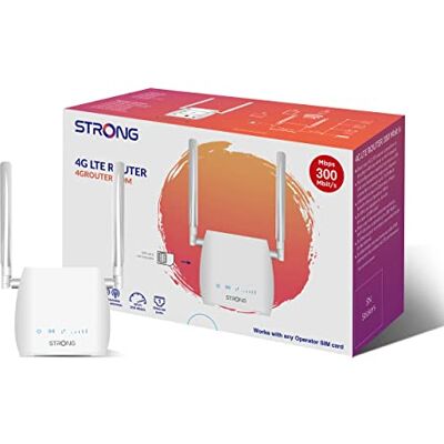 Strong Router WLAN 4G LTE 300M (LTE fino a 150 Mbit/S, WiFi a 2,4 GHz @ 300 Mbit/S, 802.11b/g/N, porta LAN, adattatore SIM) bianco, piccolo, 4GOUTER300M Strong Router WLAN 4G LTE 300M (LTE fino a 150 Mbit/S, WiFi a 2,4 GHz @ 300 Mbit/S, 802.11b/g/N, porta LAN, adattatore SIM) bianco, piccolo, 4GOUTER300M