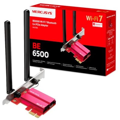 MERCUSYS TP-Link MA37BE PCIe Adattatore BE6500Mbps Wi-Fi 7 Bluetooth 5.4, WPA3, MU-MIMO, OFDMA, Scheda WiFi PC Fisso, Velocità Tri-Band, Copertura più Ampia, Supporta Windows 11 MERCUSYS TP-Link MA37BE PCIe Adattatore BE6500Mbps Wi-Fi 7 Bluetooth 5.4, WPA3, MU-MIMO, OFDMA, Scheda WiFi PC Fisso, Velocità Tri-Band, Copertura più Ampia, Supporta Windows 11