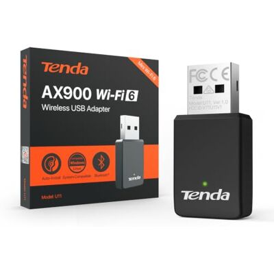 Tenda USB Bluetooth WiFi AX900, Chiavetta WiFi per PC Fisso, U11 Bluetooth 5.4 · MU-MIMO · Soft AP · WPA2 · Windows 7/10/11 · Dual Band · Nano Tenda USB Bluetooth WiFi AX900, Chiavetta WiFi per PC Fisso, U11 Bluetooth 5.4 · MU-MIMO · Soft AP · WPA2 · Windows 7/10/11 · Dual Band · Nano