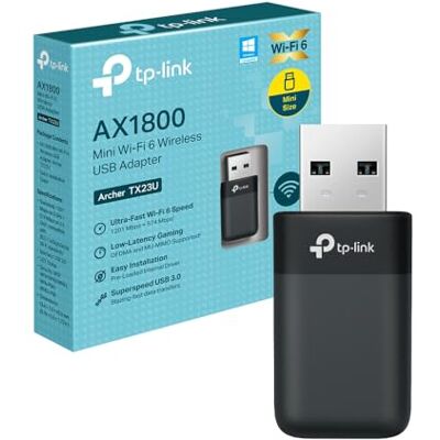 TP-Link Archer TX23U WiFi 6 AX1800Mbps, Adattatore USB Nano Scheda di Rete, Wireless Dual Band, Driver Interno Preinstallato, USB 3.0, MU-MIMO, WPA3, OFDMA, Windows 11/10 TP-Link Archer TX23U WiFi 6 AX1800Mbps, Adattatore USB Nano Scheda di Rete, Wireless Dual Band, Driver Interno Preinstallato, USB 3.0, MU-MIMO, WPA3, OFDMA, Windows 11/10
