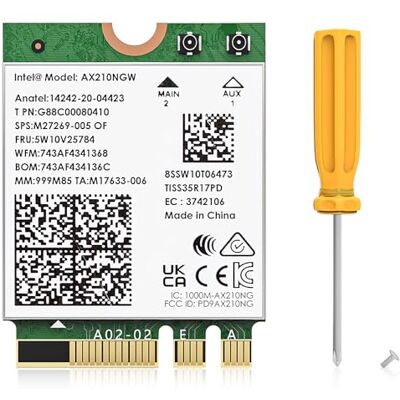 WAVLINK WiFi 6E AX210 Wireless Scheda Modulo, Adattatore di Rete Intel Tri-Band 5400Mbps 2.4GHz/5GHz/6GHz per Laptop, con Bluetooth 5.3,Latenza Ultrabassa, Supporto Windows 10/11 (64bit) M.2/NGFF WAVLINK WiFi 6E AX210 Wireless Scheda Modulo, Adattatore di Rete Intel Tri-Band 5400Mbps 2.4GHz/5GHz/6GHz per Laptop, con Bluetooth 5.3,Latenza Ultrabassa, Supporto Windows 10/11 (64bit) M.2/NGFF
