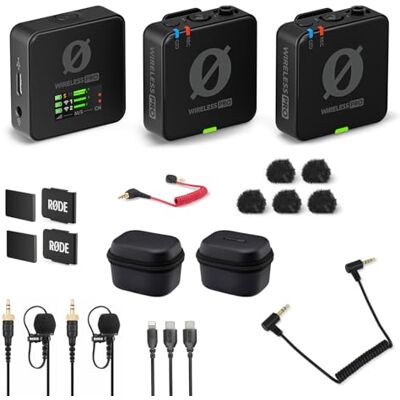 RØDE Rode Wireless Pro Set microfono digitale a 2 canali senza fili + adattatore Keepdrum ADP07 TRRS-TRS RØDE Rode Wireless Pro Set microfono digitale a 2 canali senza fili + adattatore Keepdrum ADP07 TRRS-TRS