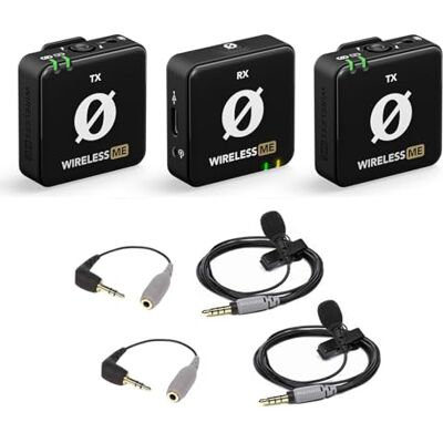 RØDE Rode Wireless ME Dual Microfono Sistema Radio + 2 X Smartlav+ Microfono + 2 X Adattatore SC3 + panno in microfibra Keepdrum RØDE Rode Wireless ME Dual Microfono Sistema Radio + 2 X Smartlav+ Microfono + 2 X Adattatore SC3 + panno in microfibra Keepdrum