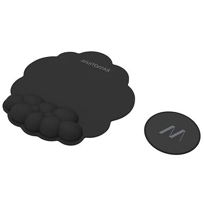 Muitomas , Set Tappetino per Mouse Ergonomico con Poggiapolsi e SottoTazza, Accessori da Scrivania, Colore Nero Muitomas , Set Tappetino per Mouse Ergonomico con Poggiapolsi e SottoTazza, Accessori da Scrivania, Colore Nero