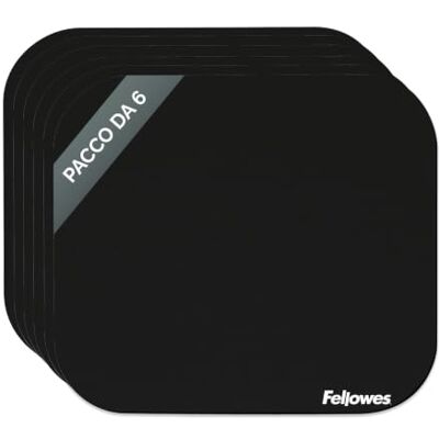 Fellowes Confezione da 6 tappetini mouse – Tappetino mouse nero – Base in gomma antiscivolo, confortevole e durevole – Mouse pad per scrivania, computer, laptop, ufficio e casa, 22,9 x 20,3 cm Fellowes Confezione da 6 tappetini mouse – Tappetino mouse nero – Base in gomma antiscivolo, confortevole e durevole – Mouse pad per scrivania, computer, laptop, ufficio e casa, 22,9 x 20,3 cm