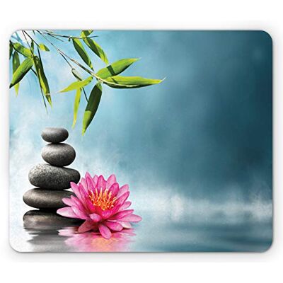 Ambesonne Tappetino per mouse Spa, tema Spa con fiore di loto e rocce in stile yoga che purifica l'anima, tappetino in gomma antiscivolo rettangolare, dimensioni standard, blu rosa verde Ambesonne Tappetino per mouse Spa, tema Spa con fiore di loto e rocce in stile yoga che purifica l'anima, tappetino in gomma antiscivolo rettangolare, dimensioni standard, blu rosa verde