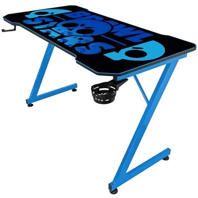 SUBSONIC Scrivania da Gaming Ergonomica con Tappetino Mouse XXL Brawl Stars, Finitura in Carbonio, 120x60 cm, Piano Nero e Base Blu, Porta Bicchiere e Cuffie SUBSONIC Scrivania da Gaming Ergonomica con Tappetino Mouse XXL Brawl Stars, Finitura in Carbonio, 120x60 cm, Piano Nero e Base Blu, Porta Bicchiere e Cuffie