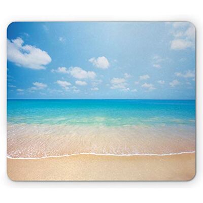 Ambesonne Tappetino per mouse oceano, paesaggio costiero tropicale con morbide onde e cielo soleggiato, tappetino per mouse in gomma antiscivolo rettangolare, dimensione standard, crema blu Ambesonne Tappetino per mouse oceano, paesaggio costiero tropicale con morbide onde e cielo soleggiato, tappetino per mouse in gomma antiscivolo rettangolare, dimensione standard, crema blu