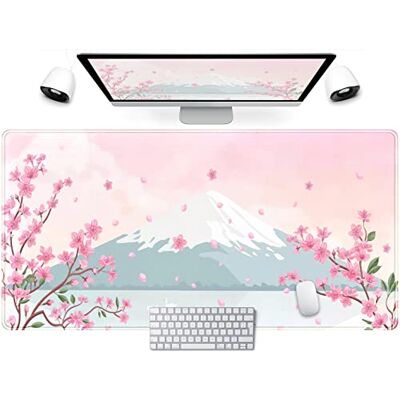 LuckyCow Tappetino per mouse giapponese, motivo fiori di ciliegio rosa pastello, Monte Fuji, da gioco anime, XXL, 80 x 40 cm, kawaii, carino, decorazione per ufficio, per tastiera per computer portatile LuckyCow Tappetino per mouse giapponese, motivo fiori di ciliegio rosa pastello, Monte Fuji, da gioco anime, XXL, 80 x 40 cm, kawaii, carino, decorazione per ufficio, per tastiera per computer portatile
