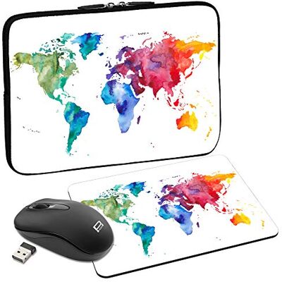PEDEA Color World Custodia protettiva per PC portatile fino a 17,3" (43,9 cm), con tappetino per mouse e mouse wireless PEDEA Color World Custodia protettiva per PC portatile fino a 17,3" (43,9 cm), con tappetino per mouse e mouse wireless