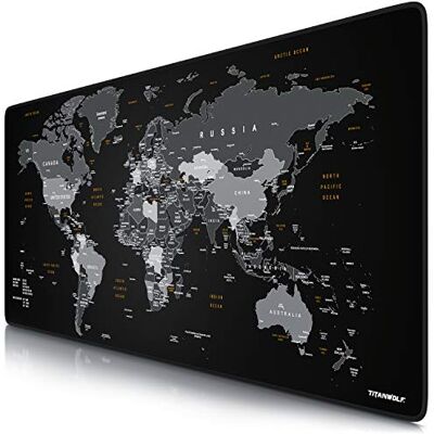 CSL-Computer TITANWOLF – Tappetino per mouse XXL Gaming Titanwolf 900 x 400 mm – Tappetino per mouse XXL Gaming grande – Sottomano grande dimensione – Migliora precisione e velocità – Design mappa del mondo nero CSL-Computer TITANWOLF – Tappetino per mouse XXL Gaming Titanwolf 900 x 400 mm – Tappetino per mouse XXL Gaming grande – Sottomano grande dimensione – Migliora precisione e velocità – Design mappa del mondo nero