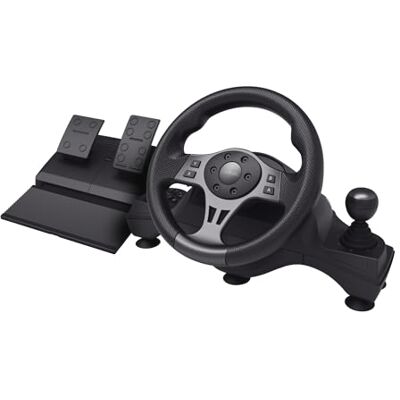 GXTrust Movi Volante per PC, Volante da Corsa da Gaming con Pedali e Leva del Cambio per Simulatore di Guida/Farming Simulator / F1 / Gran Turismo GXTrust Movi Volante per PC, Volante da Corsa da Gaming con Pedali e Leva del Cambio per Simulatore di Guida/Farming Simulator / F1 / Gran Turismo