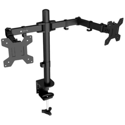 Techly 624421 Supporto da Scrivania per 2 Monitor 13-27" a Morsetto o Vite Passante Nero Techly 624421 Supporto da Scrivania per 2 Monitor 13-27" a Morsetto o Vite Passante Nero