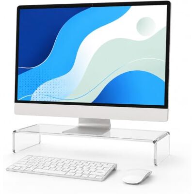 Relaxdays Supporto monitor ergonomico in acrilico trasparente rialzo da scrivania A x L x P: 10 x 50 x 20 cm Relaxdays Supporto monitor ergonomico in acrilico trasparente rialzo da scrivania A x L x P: 10 x 50 x 20 cm