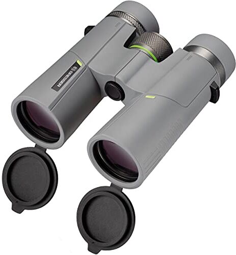 BRESSER Binocolo 8 x 42 Wave, Impermeabile, con vetro BaK-4, Rivestimento UR, Protezione per gli occhiali, Ottimo per osservazione della natura, Viaggi e escursioni, Grigio (1330842)