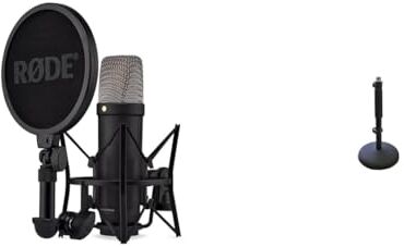 RØDE NT1 5th Gen Black Microfono a condensatore da studio a diaframma largo di quinta generazione & DS1 Supporto per Microfono da Tavolo