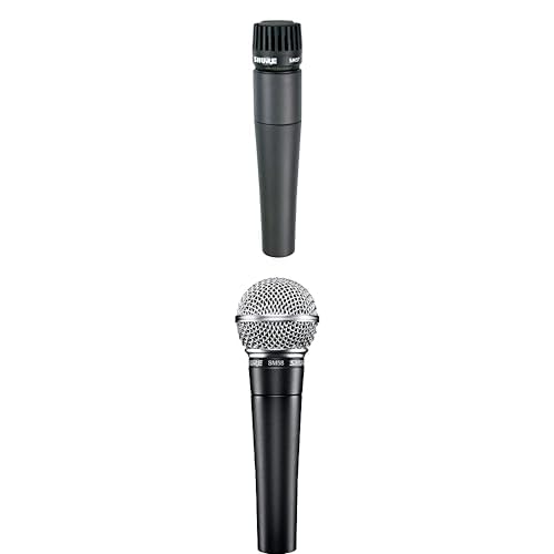 Shure SM58-LC Microfono dinamico per voce con pattern polare a cardioide & SM57 Microfono strumento cardioide dinamico con supporto per shock pneumatico