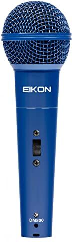 Proel EIKON DM800BL Microfono Dinamico per Voce, Canto e Karaoke, Blu + Cavo Cannon XLR 3P Maschio a Cannon XLR 3F Femmina da 4,5 mt, Nero (EIKON DM800BL)