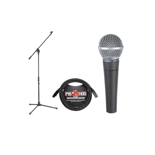 Shure Microfono dinamico cardioide per voce con adattatore per supporto e custodia con cerniera, XLR