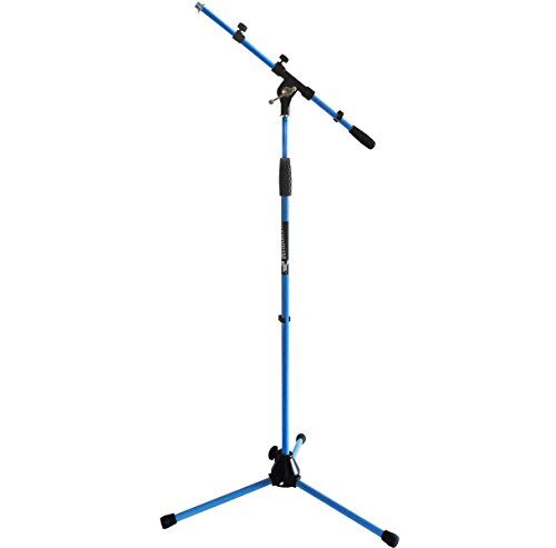 keepdrum MS106 Supporto per microfono con asta e base in metallo + borsa per il trasporto, colore: Blu