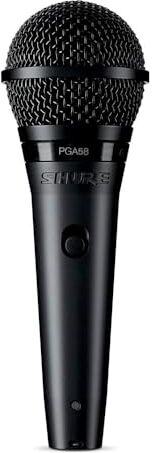 Shure PGA58 Microfono dinamico-microfono portatile per voce con modello di raccolta cardioide, interruttore on/off discreto, adattatore stand e tastiera con cerniera (-E)