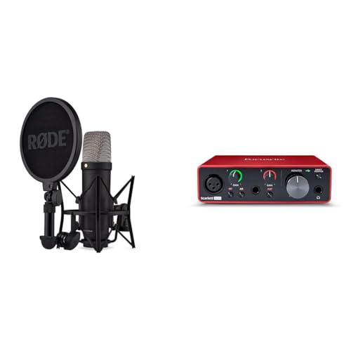 RØDE NT1 5th Gen Black Microfono a condensatore da studio a diaframma largo di quinta generazione & Focusrite Scarlett Solo (terza generazione), interfaccia audio USB