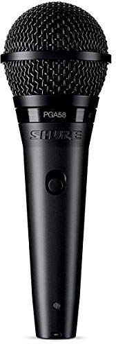 Shure PGA58 Microfono dinamico-microfono vocale portatile con interruttore on/off, connettore XLR a 3 pin, cavo XLR-QTR da 15 '