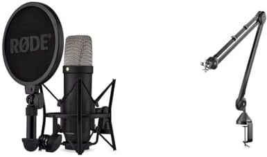 RØDE NT1 5th Gen Black Microfono a condensatore da studio a diaframma largo di quinta generazione & PSA1 Braccio da Studio Professionale